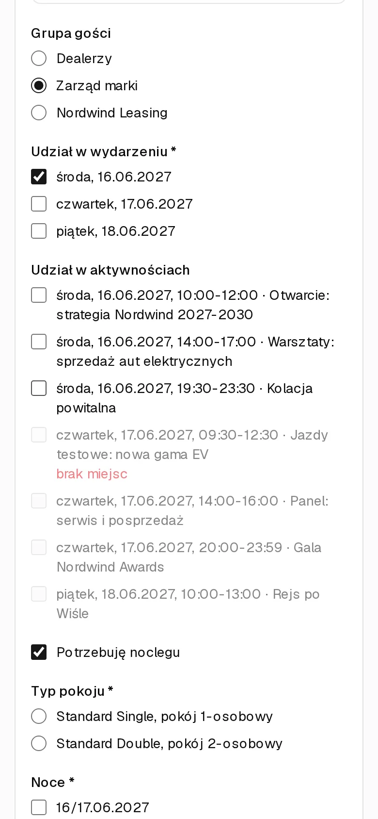 Zgłoszenie zarządu na telefonie: same pokoje Standard